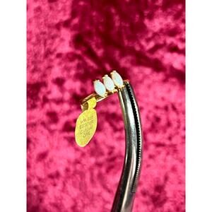 Vintage 14K Gold Electroplate Cocktail Ring Genuine Opal Trilogy Setting Sz 5.75